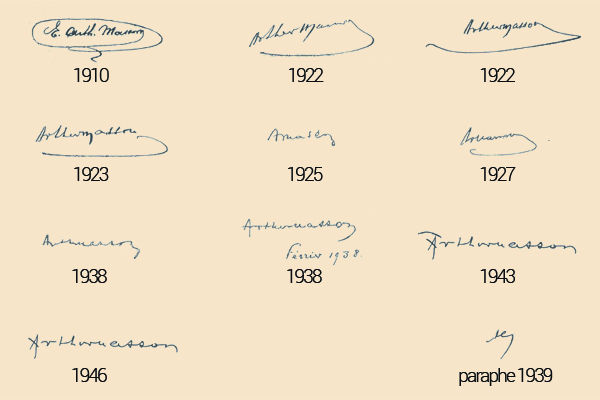 De handtekeningen van Arthur Masson